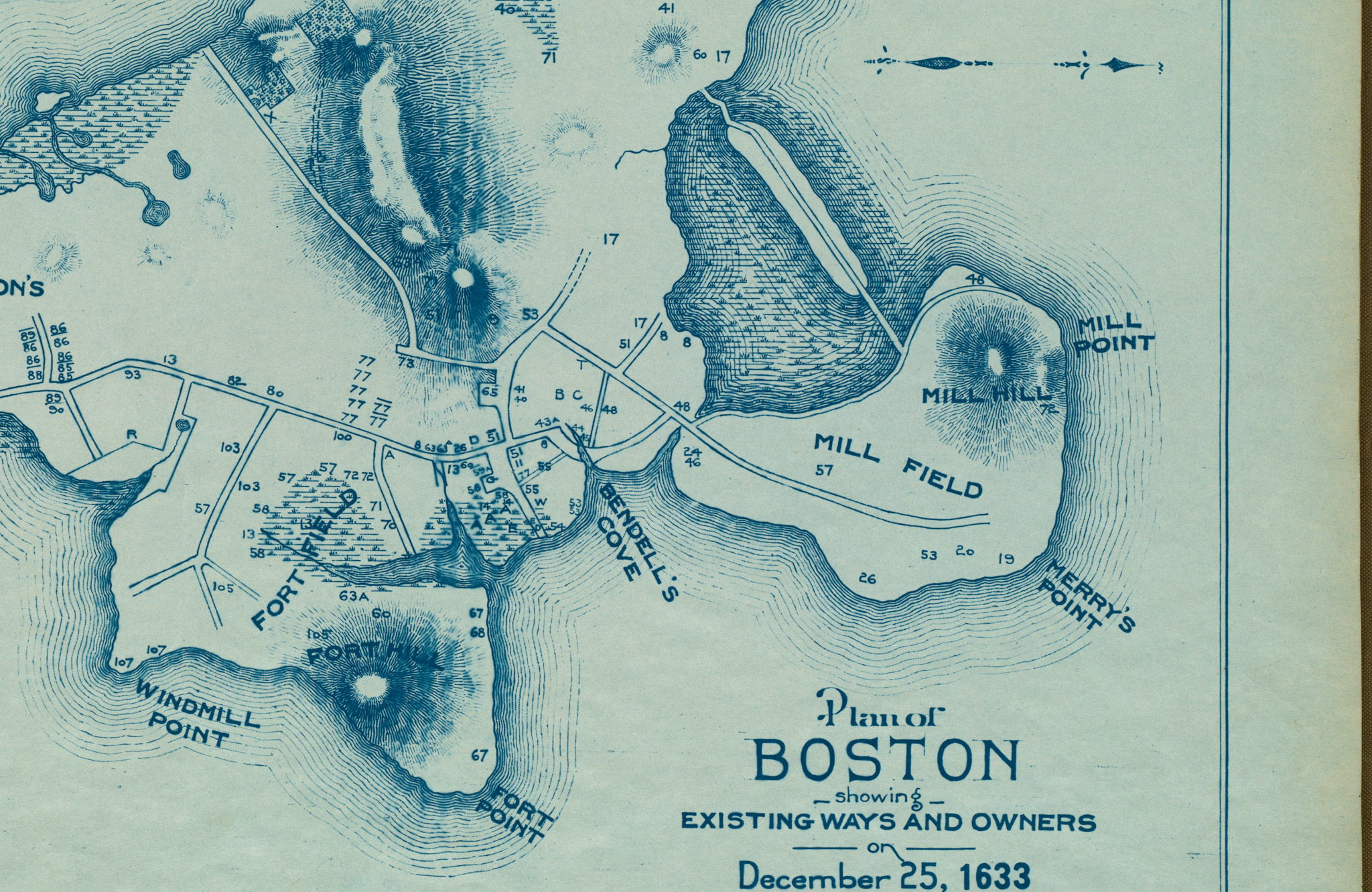 1633 Map of Boston by Lamb