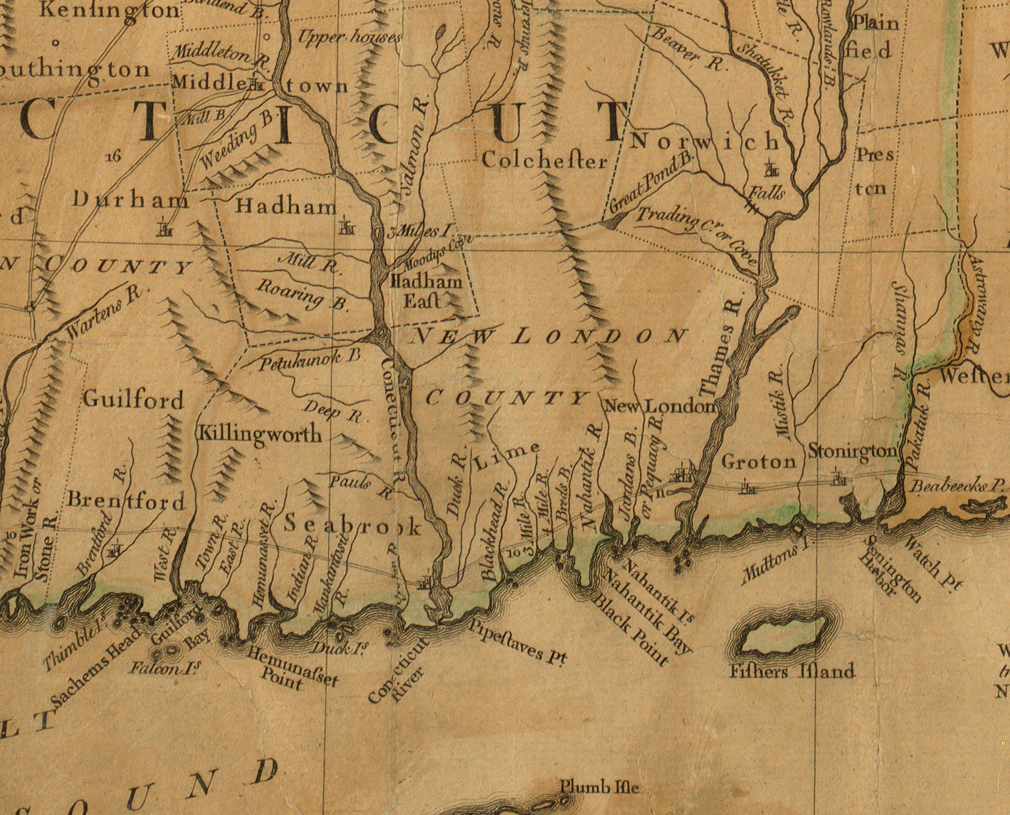 1755 Map of New England by Green, John, Jefferys, Thomas