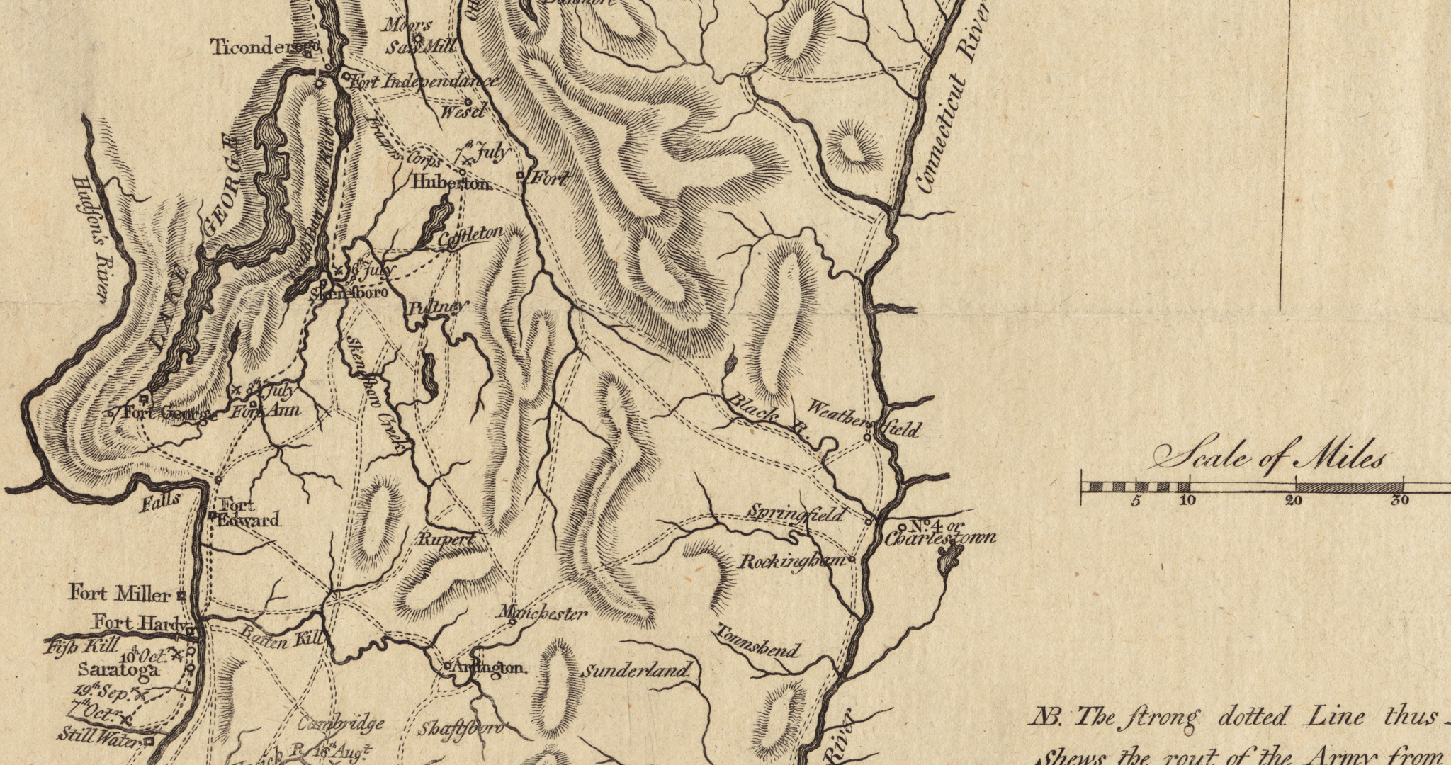 1777 Map showing Burgoyne's March to Saratoga