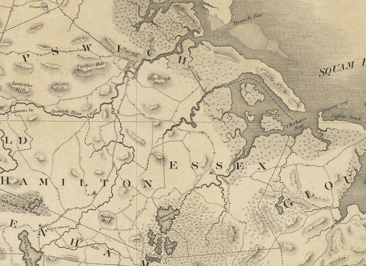 1825 Essex County Map by Hales