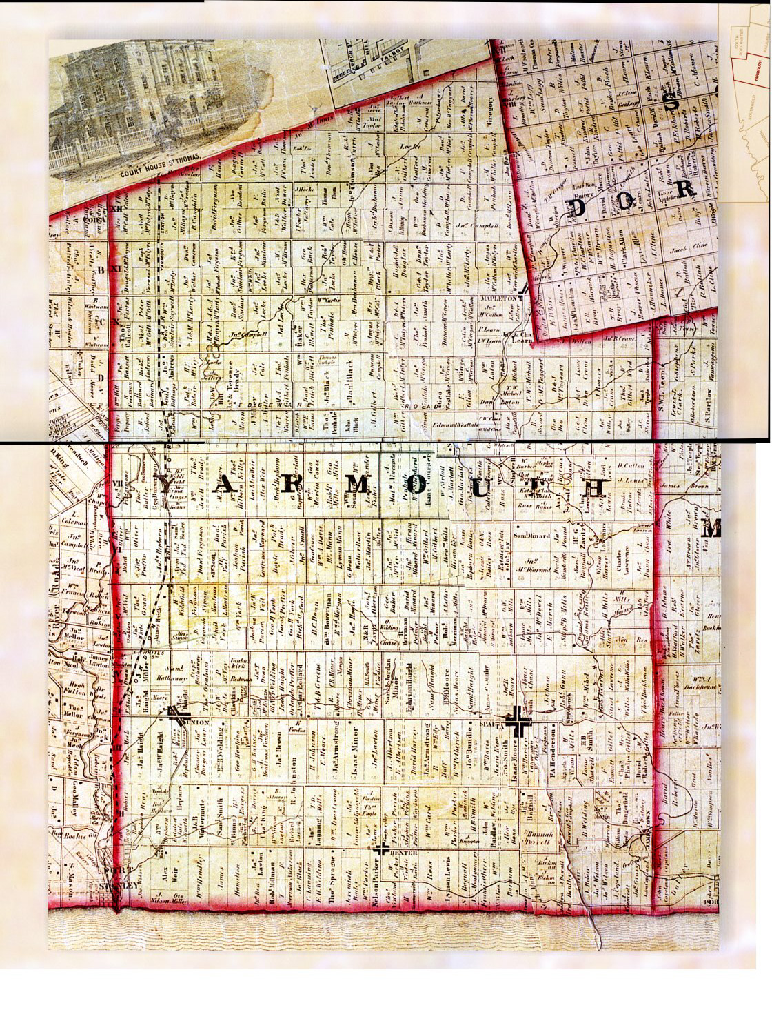 1864 Yarmouth, Elgin, Ontario map med res