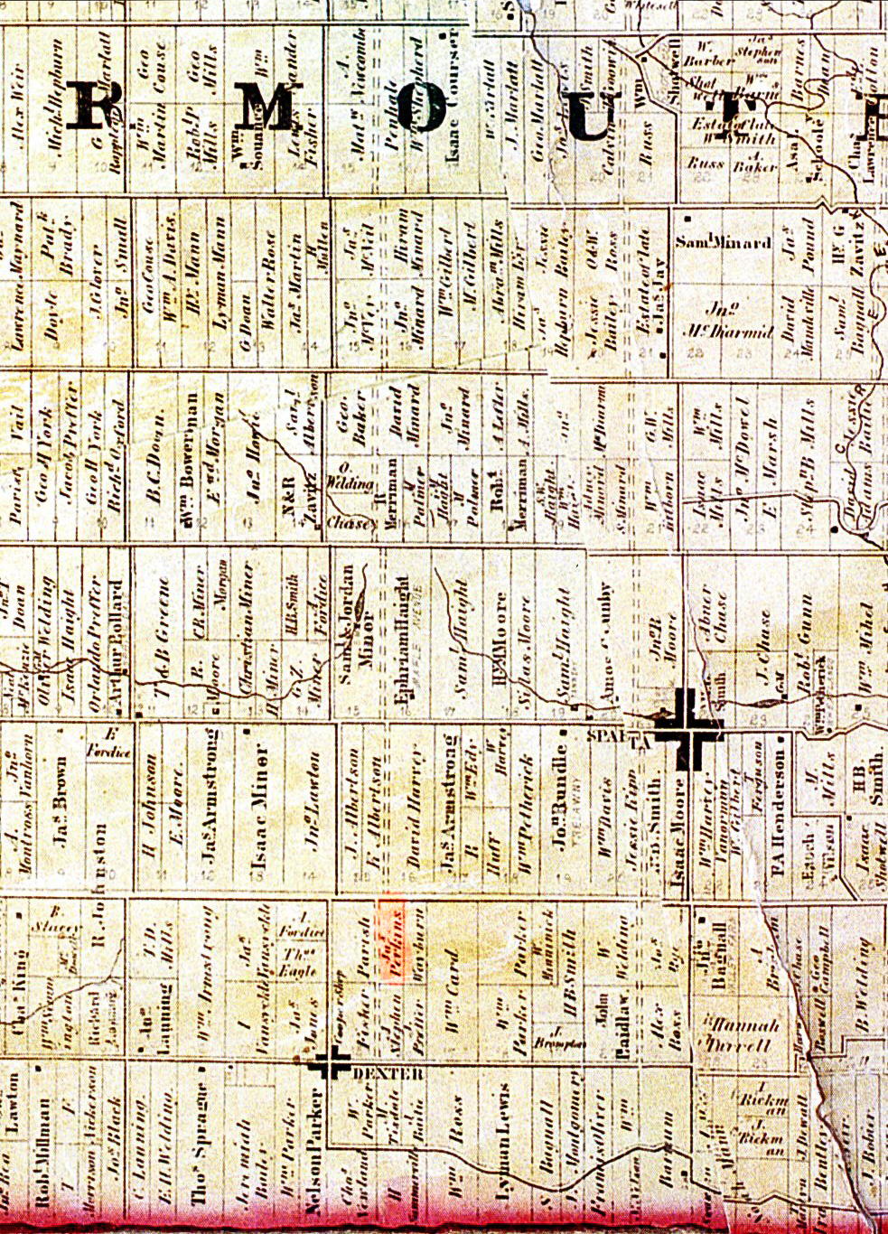 1862 Yarmouth, Ontario Map showing Perkins Farm