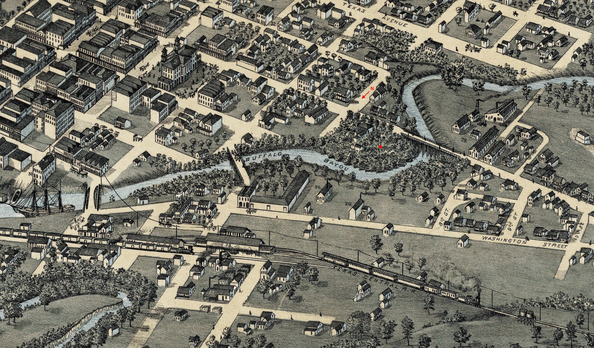 View of HD Taylor Residence on 1873 Birds-Eye Map