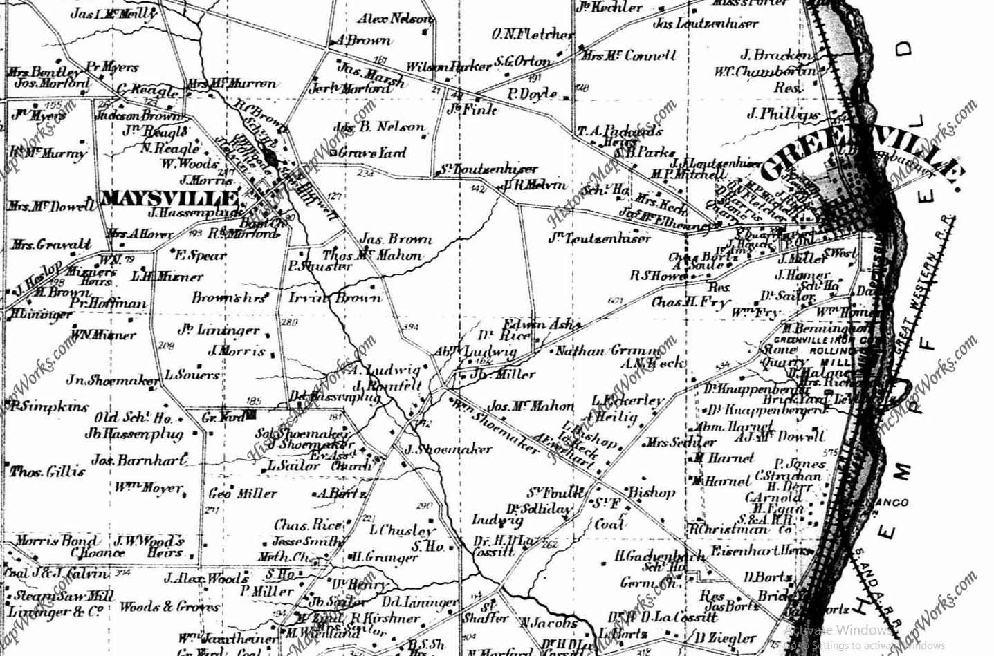 West Salem PA showing JW Woods farm in 1873