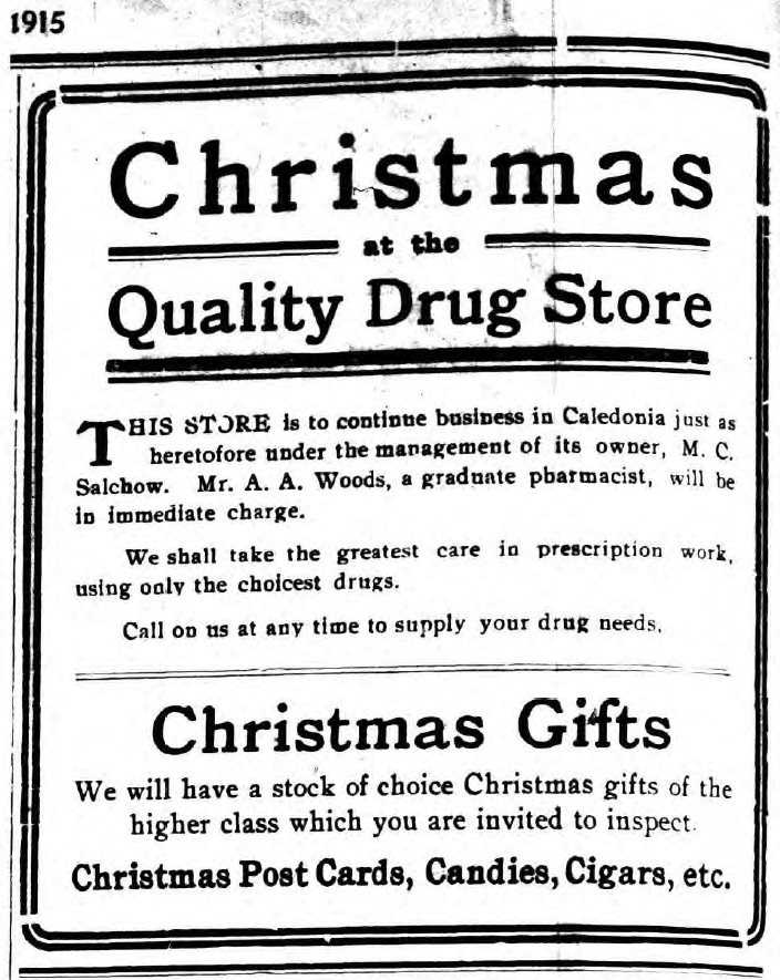 Dec 1915 Quality Drug Store Ad