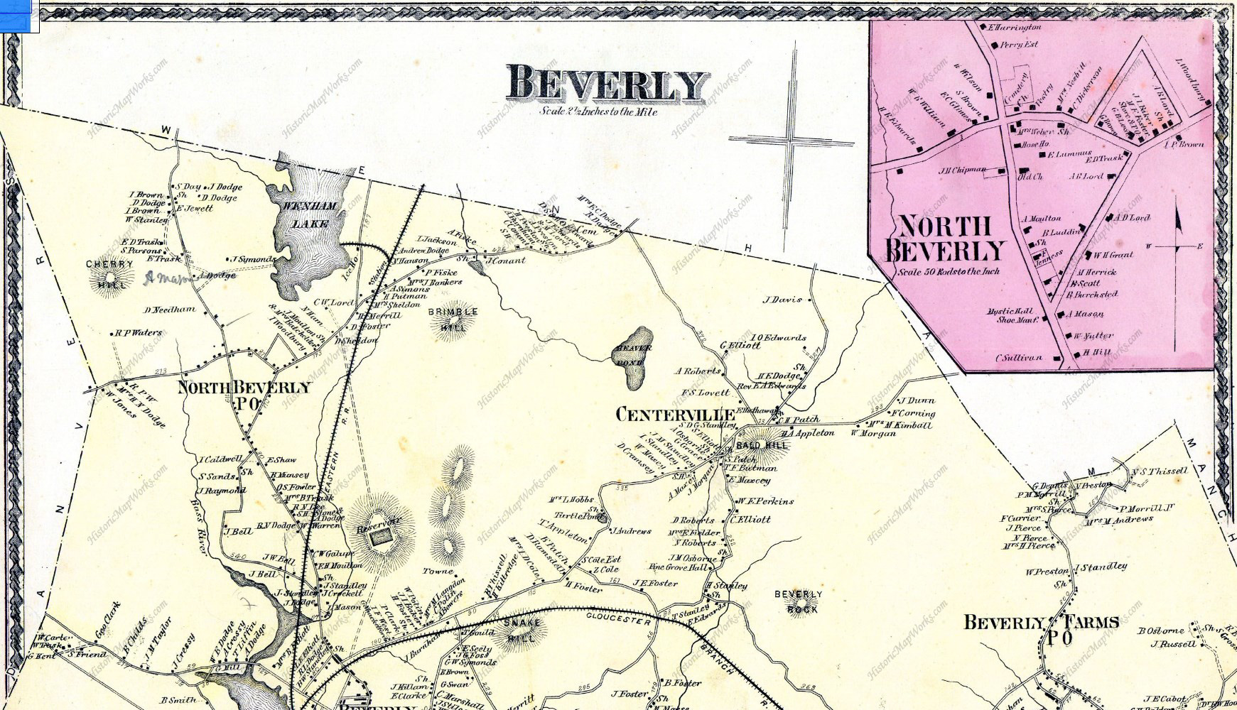 Map of Beverly in 1872