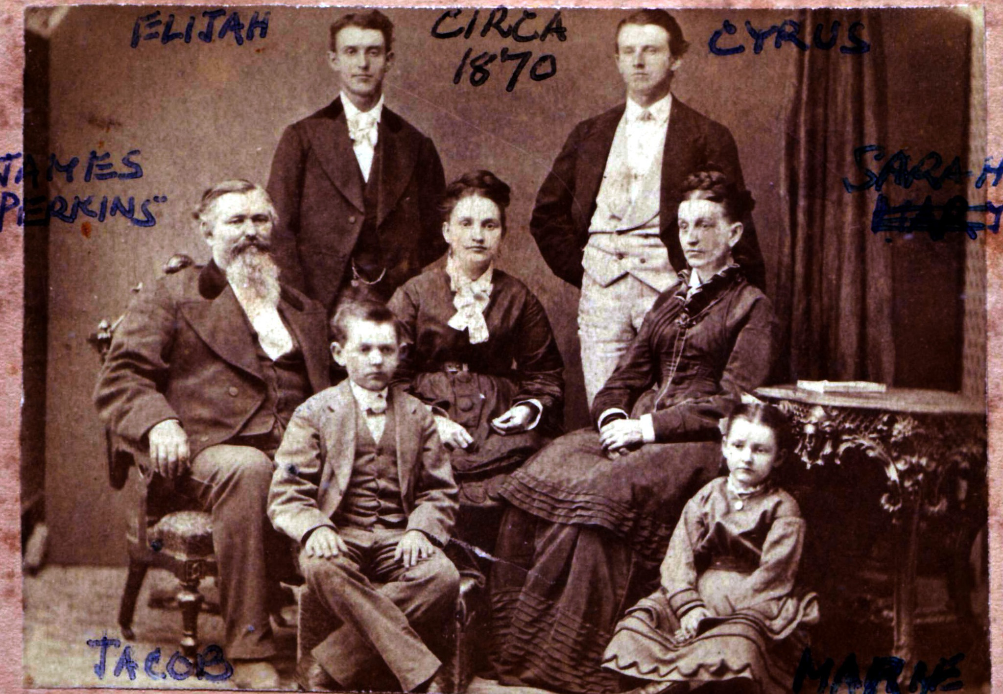 James & Mary Perkins Family Photo, circa 1872