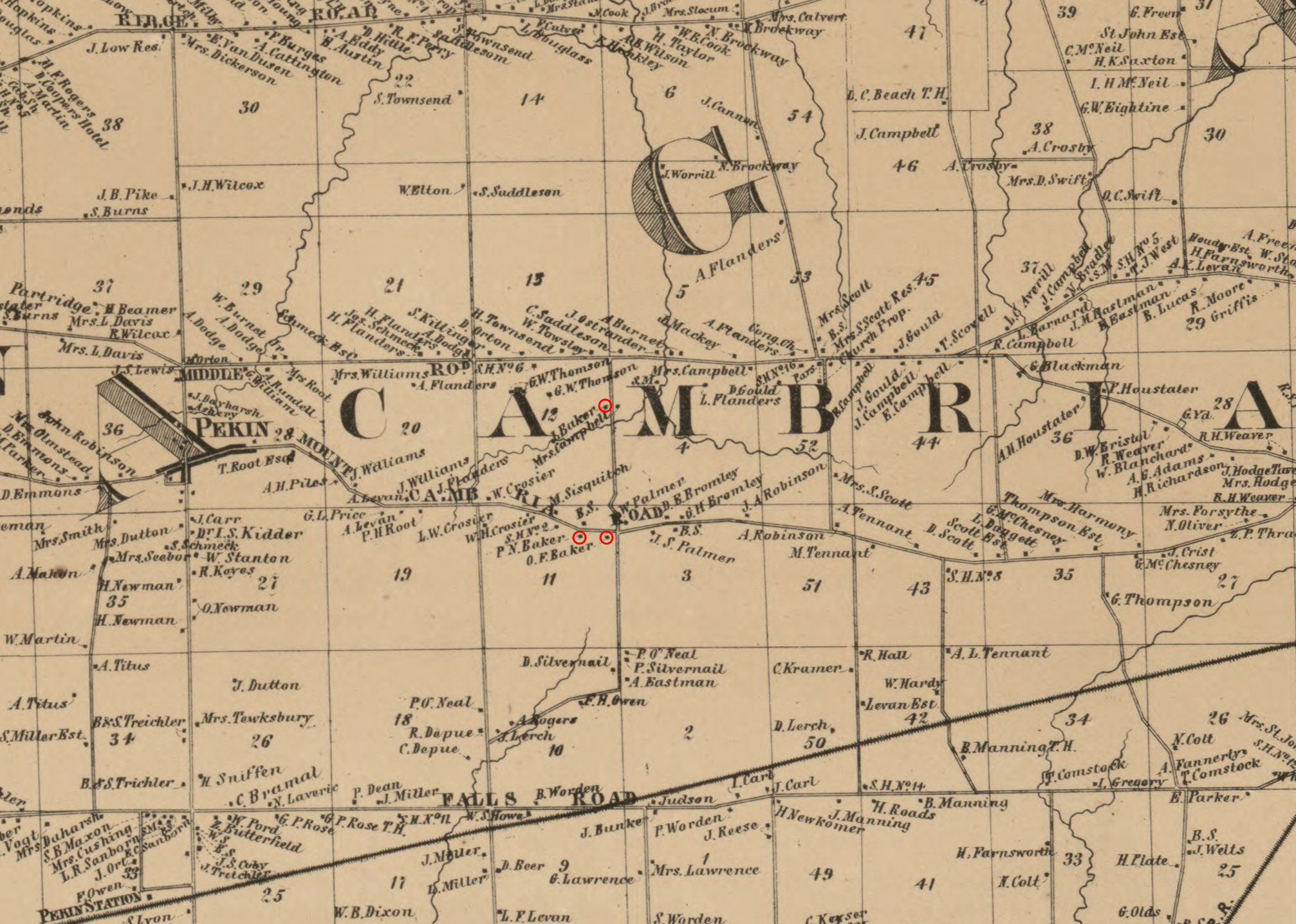 1860 Map of Cambria NY
