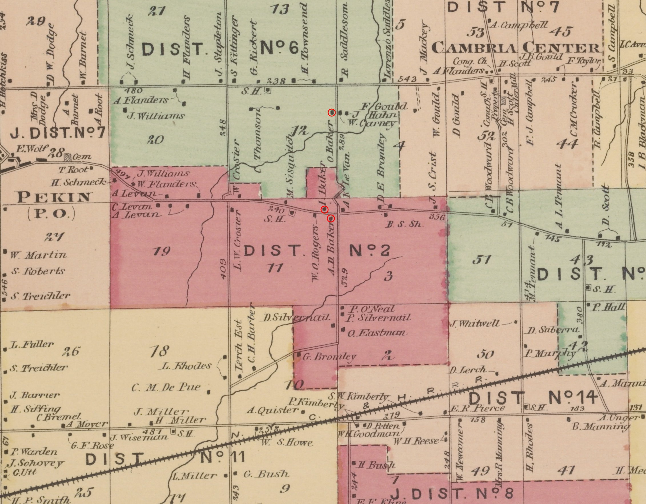 1875 Map of Cambria NY
