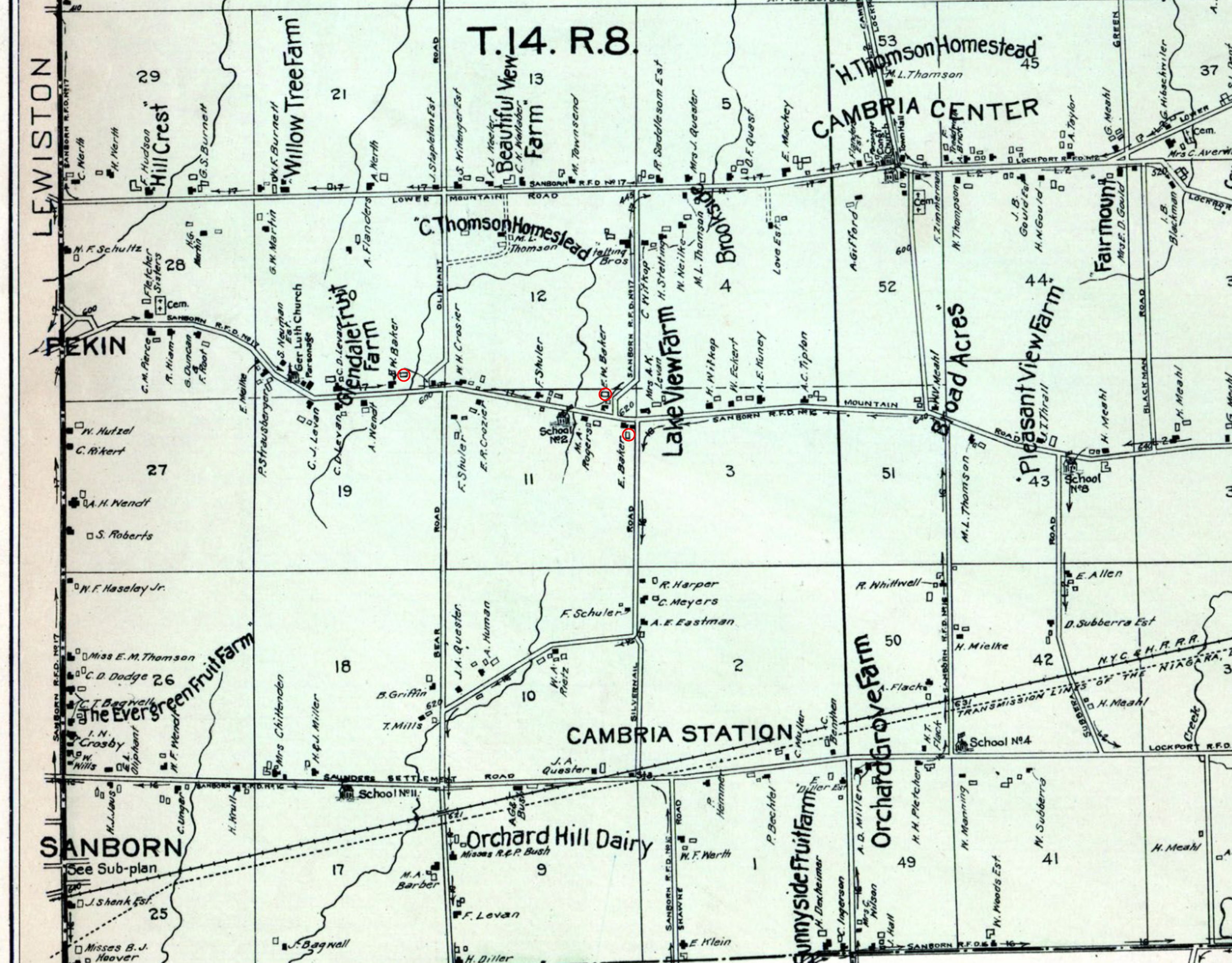 1909 Map of Cambria NY